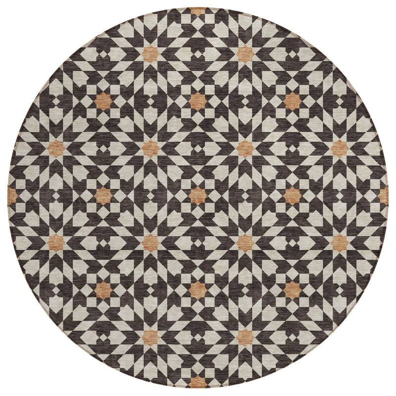 HomeRoots Floral Medallion Transitional Rectangle Outdoor Rug