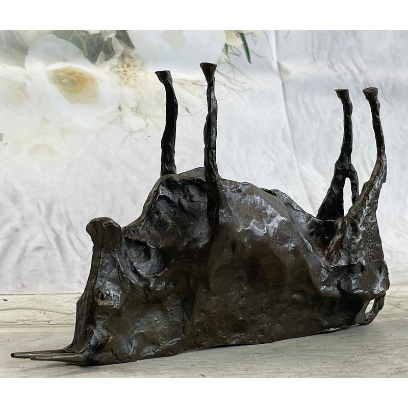 Pico Bronze Bull Sculpture Figurine Abstract Cubism Figurine Figure Art 6 Inches X 10 Inches