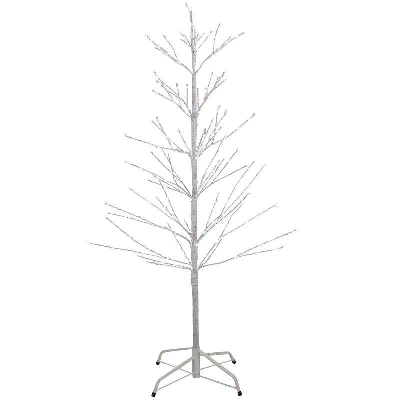 LED Lighted White Birch Christmas Twig Tree - 4' - Pure White Lights