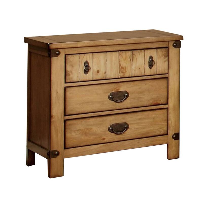 Cottage Style Weathered Elm 1pc Nightstand Ball Bearing Metal Glide USB Charger In Night Stand