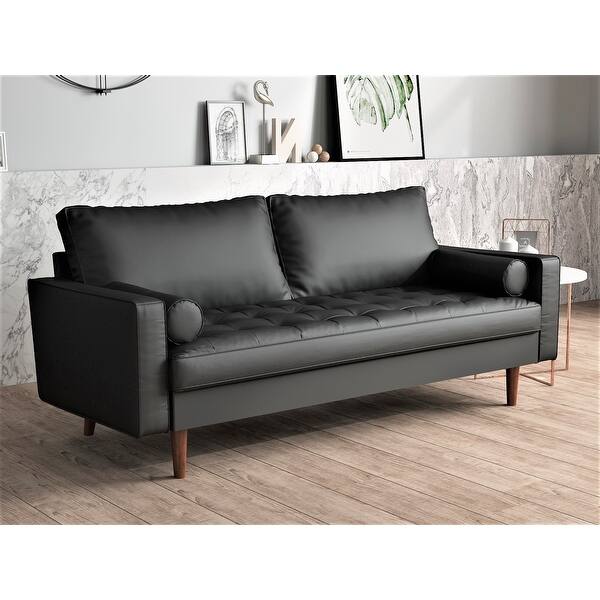 Shop Us Pride Faux Leather Mid Century Modern Sofa On Sale