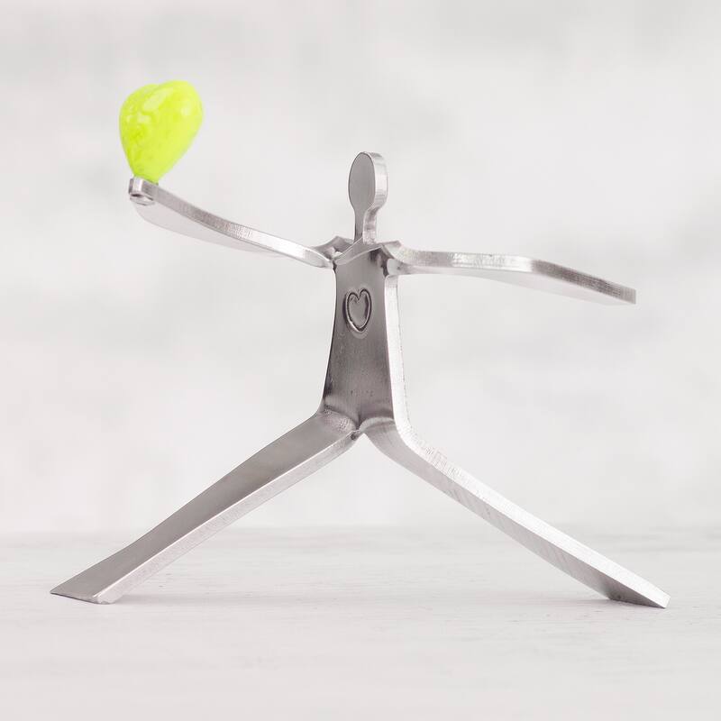 Novica Handmade Reach For Love In Yellow Aluminum Sculpture