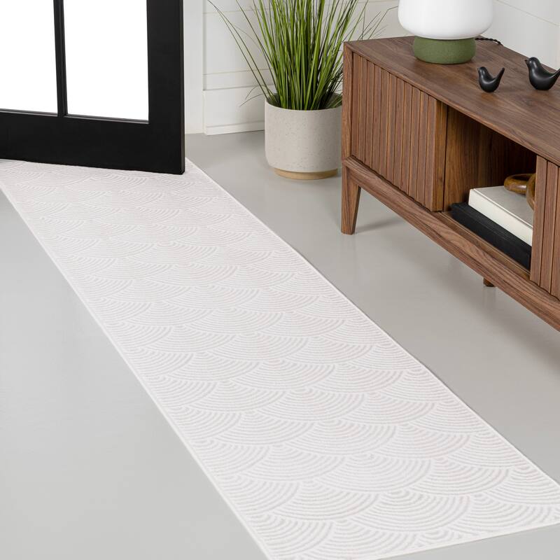 JONATHAN Y Cole Geometric Art Deco Fan Pattern High-Low Rug