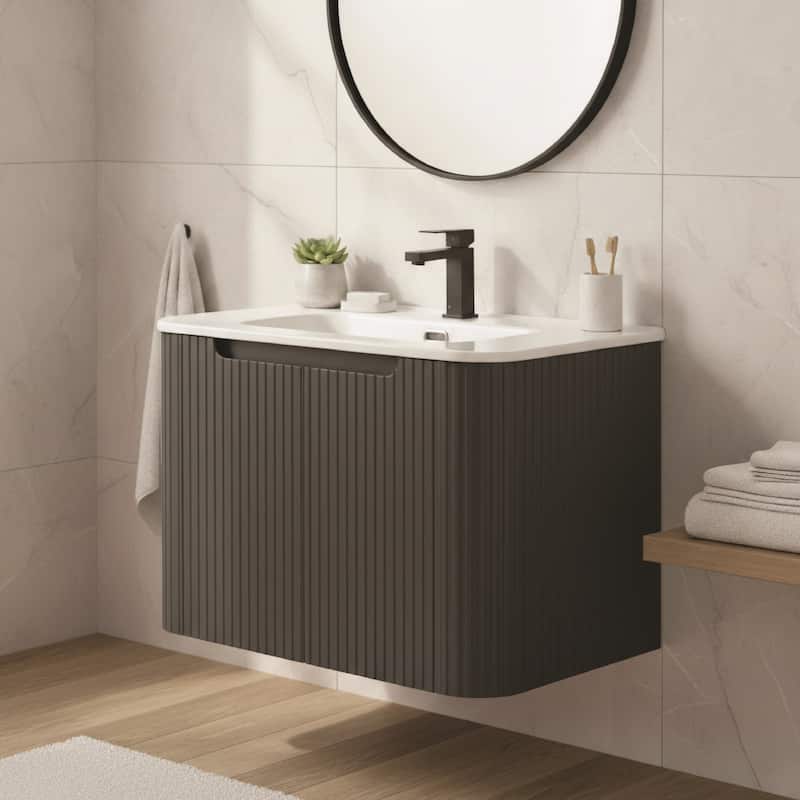 Caskvalley Modern Bathroom Vanity with Straight Fluted Design - Sink Included