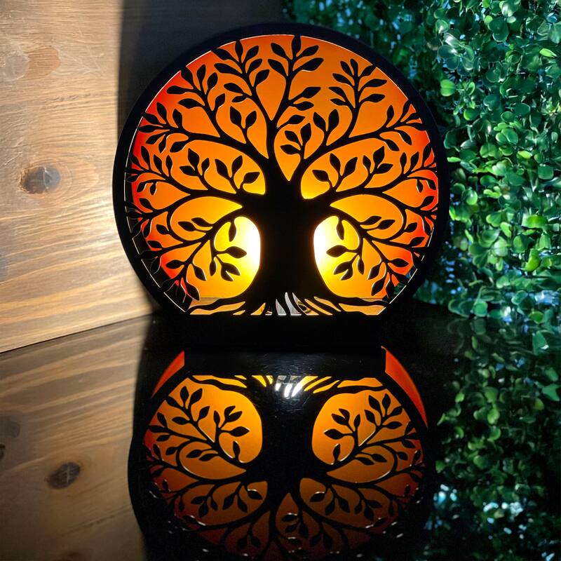 Tree Of Life Metal Accent Light - 8" Plug-In Table Lamp - 8 X 8 X 2 inches