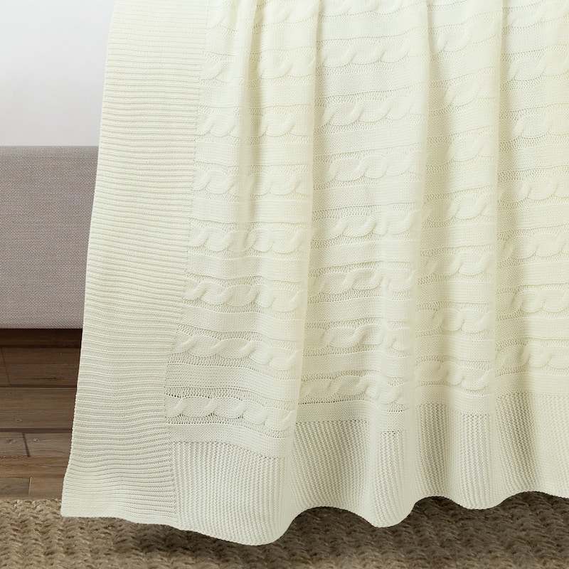 Lush Decor Cable Soft Knitted All Season Blanket/Coverlet