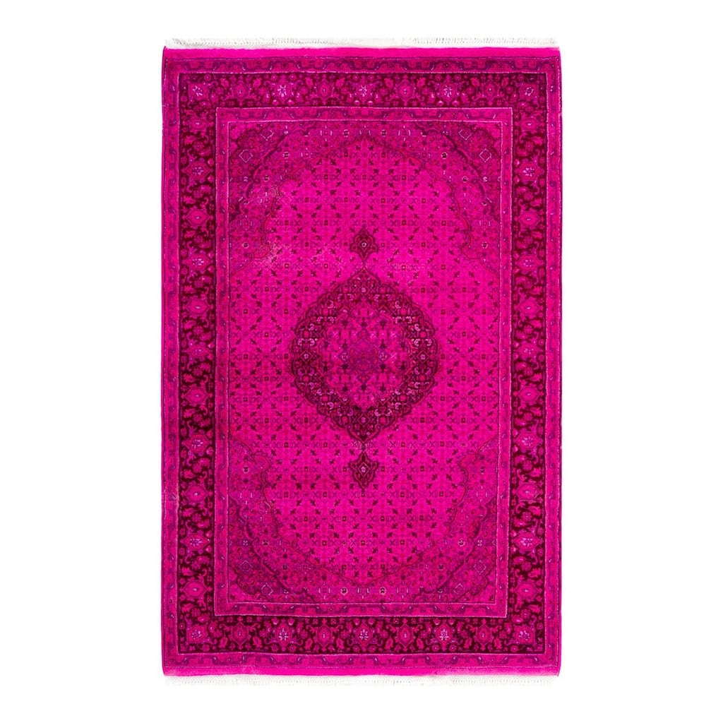 Overdyed, One-of-a-Kind Hand-Knotted Area Rug - Pink - 4' 1" x 6' 2"