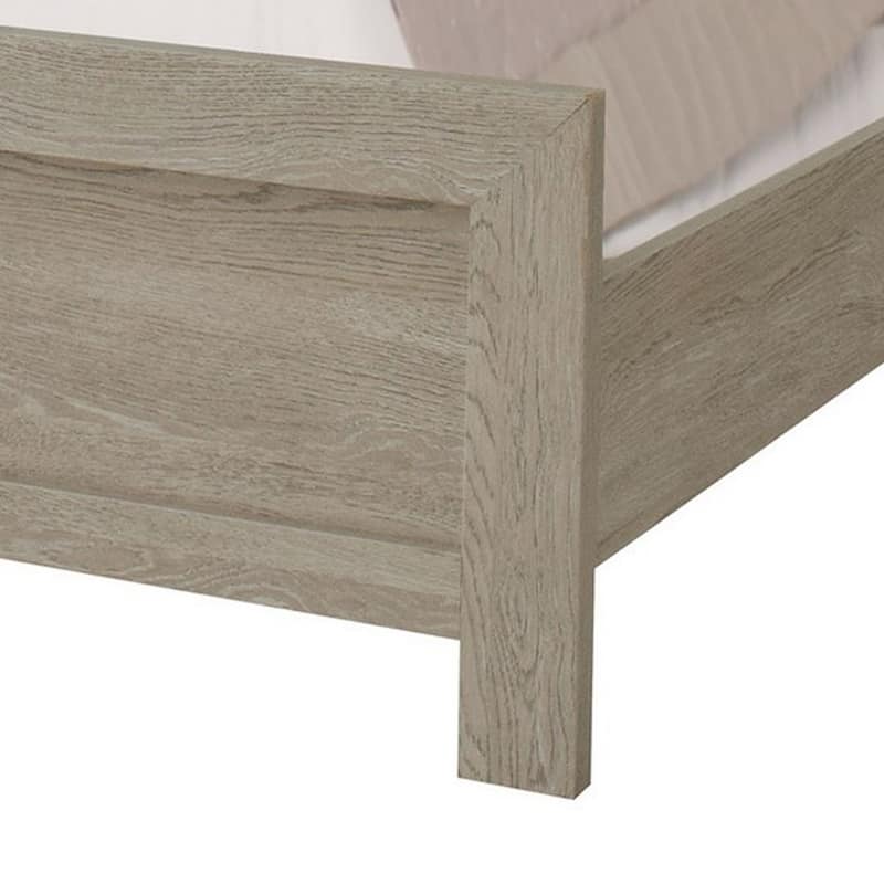 Ancy King Size Bed, Tufted and Upholstered Headboard, Light Gray Finish