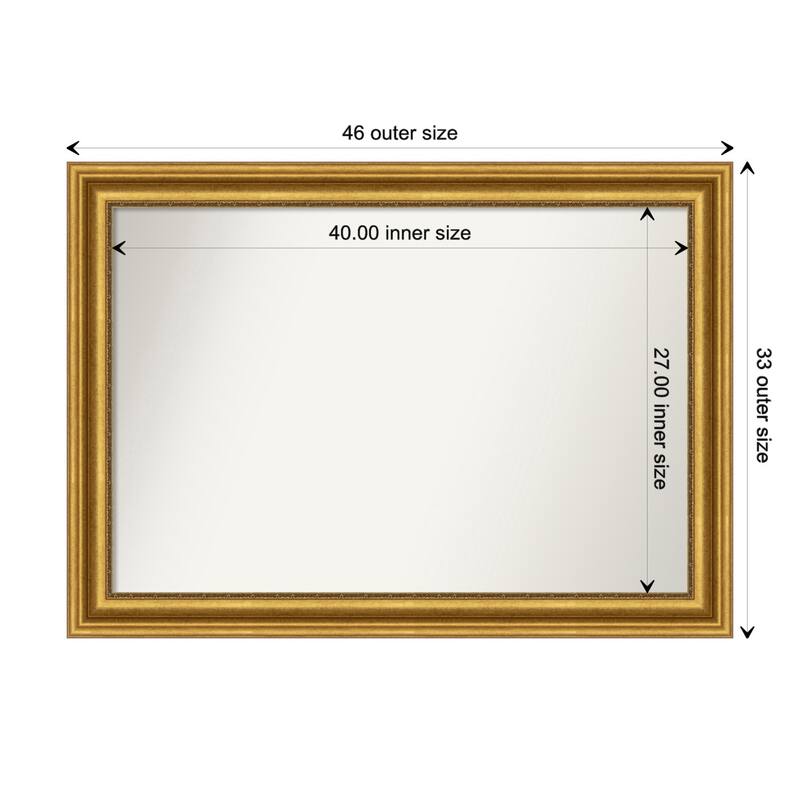 Parlor Gold Framed Non-Beveled Custom Wall Mirror, Bathroom Vanity Mirror - Outer Size: 45.75 x 32.75