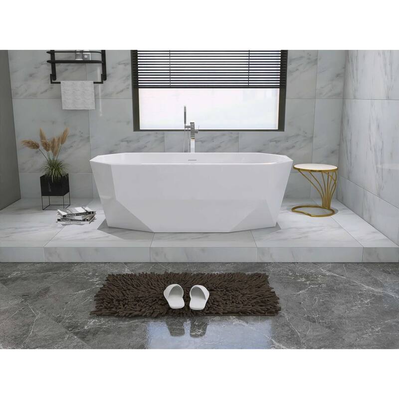 Edward Soaking Diamond Style Bathtub in Glossy White