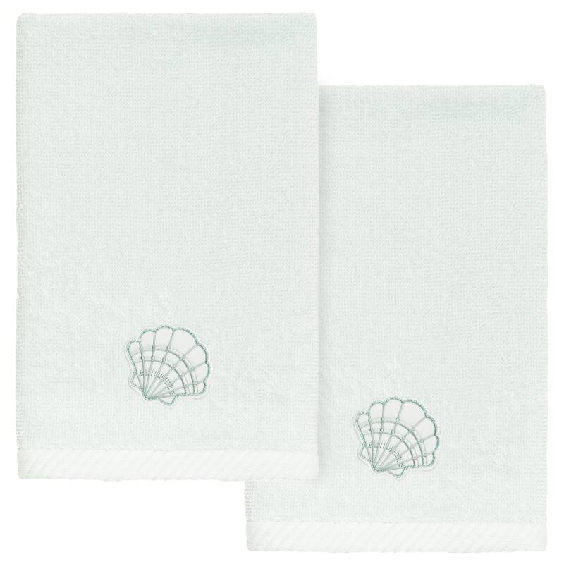 Authentic Hotel and Spa Shell Row Fingertip Towel Set - Aqua