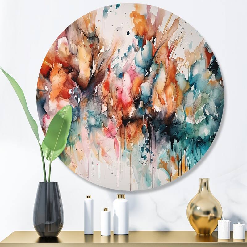 Designart "Captivating Boho Dance III" Abstract Metal Round Wall Art - 23x23 - Disc of 23 Inch