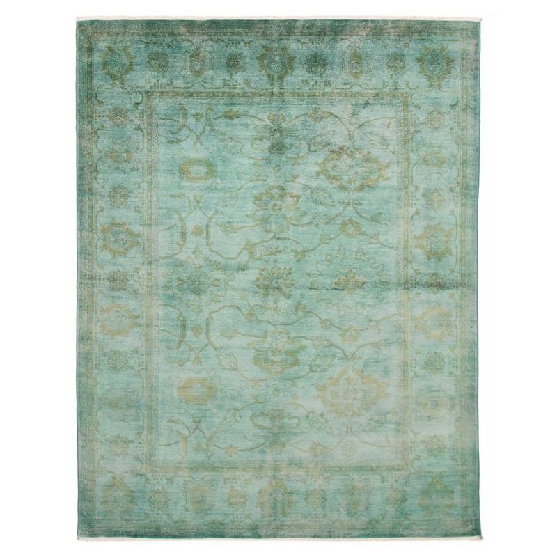 ECARPETGALLERY Hand-knotted Vibrance Cyan Wool Rug - 7'9 x 10'1 - Cyan - 7'9 x 10'1