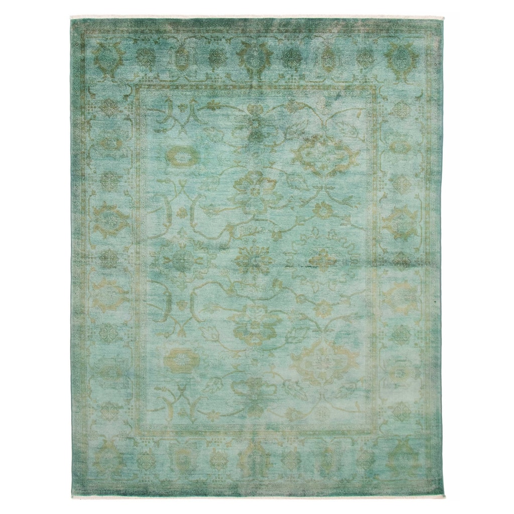 ECARPETGALLERY Hand-knotted Vibrance Cyan Wool Rug - 7'9 x 10'1