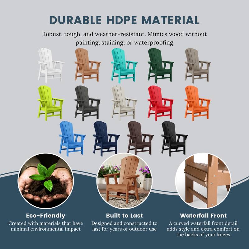 Laguna Hdpe All Weather Outdoor Patio Adirondack Dining Chair With Arms