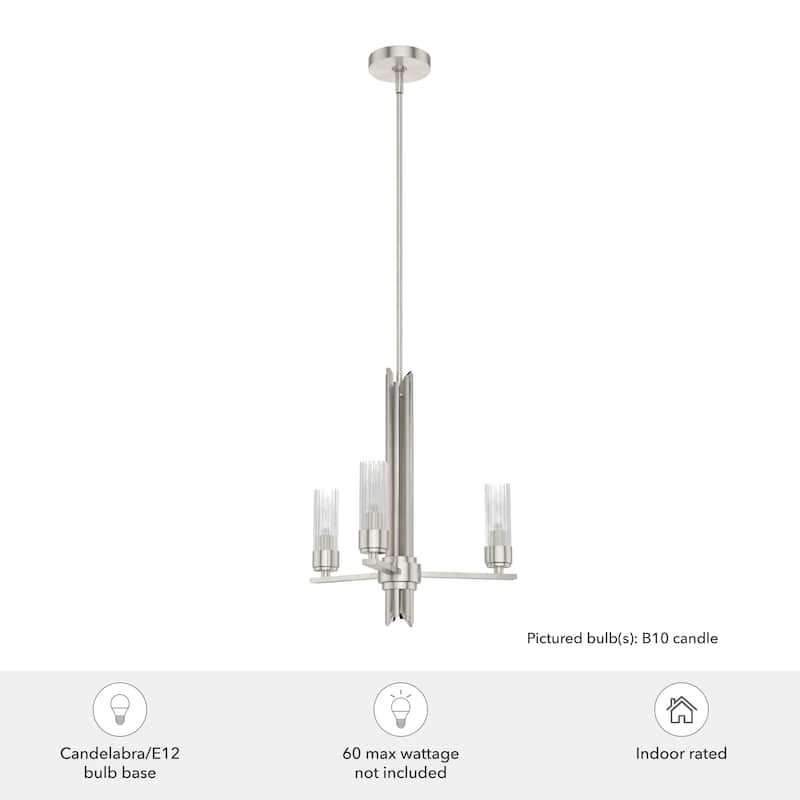Hunter Gatz Ribbed Glass Chandelier - Dining Room, Kitchen Island, Entry - Glam, Contemporary, Transitional
