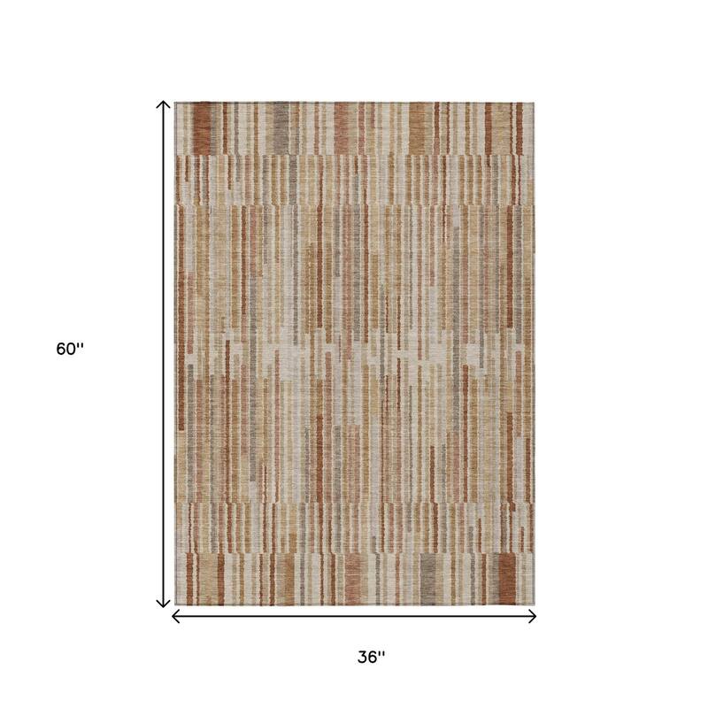 HomeRoots Striped Transitional Rectangle Outdoor Rug