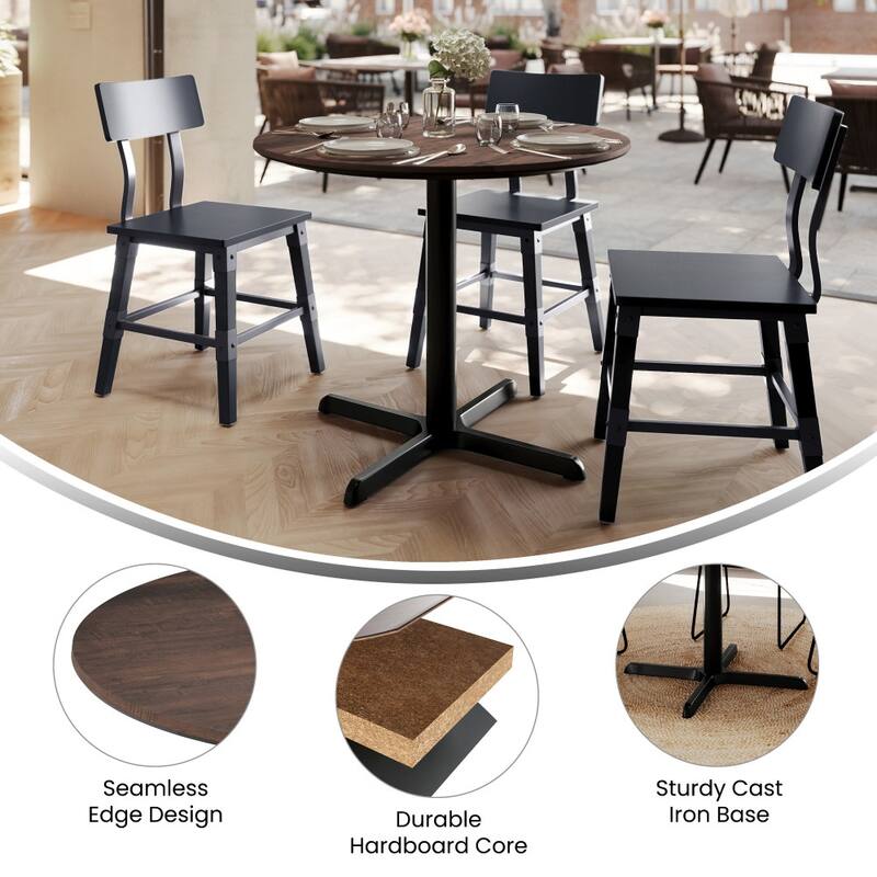 Commercial HPL Tabletop with Table Height Crisscross Base - 36"W x 36"D x 29.5"H