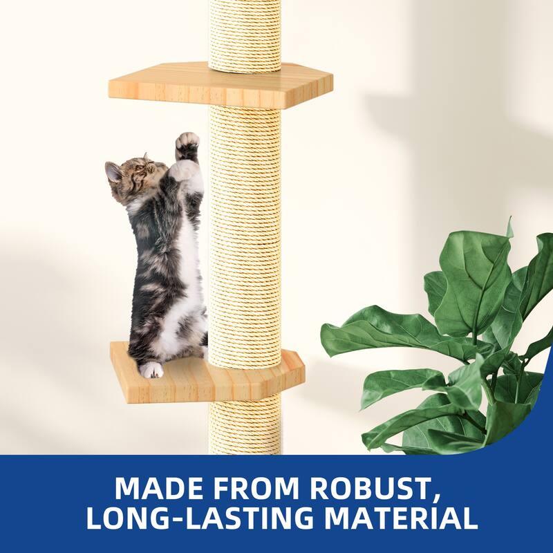 Moasis 21-Piece Cat Wall Shelves Set, Pine Wood Cat Wall Furniture with 3 Houses, 1 Cat Bed, 6 Sisal Posts and 2 Tunnels