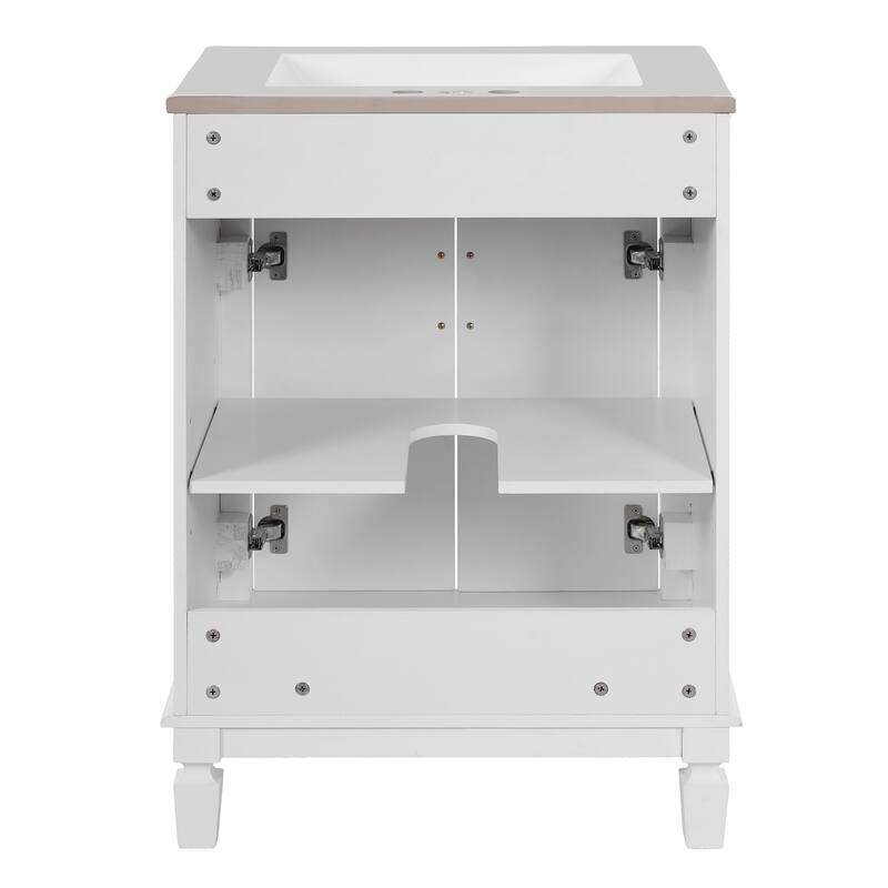 24'' Freestanding Bathroom Vanity with White Integrated Ceramic Sink - 24'' x 18.4'' x 33.8''