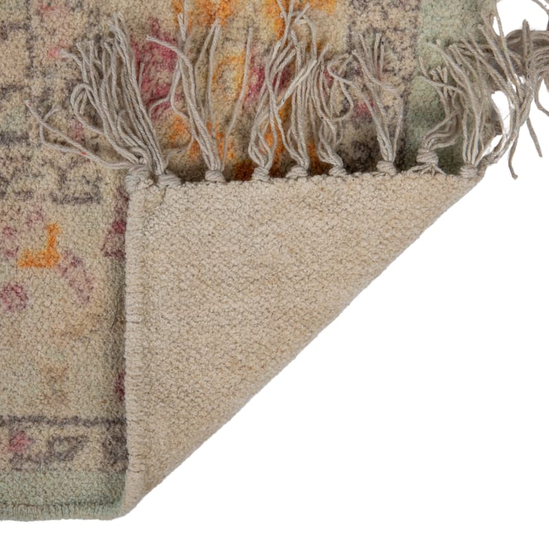 Cotton Chenille Distressed Print Rug with Fringe