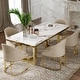 preview thumbnail 44 of 58, Modern Marble Dining Table with White Rectangular Tabletop Gold Stainless Legs, Dining Room Table 55.12" - White