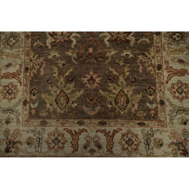 Hand Knotted Oriental 100% Wool Carpet Traditional Floral Brown Peshawar Area Rug - 5' 2'' X 3' 0''