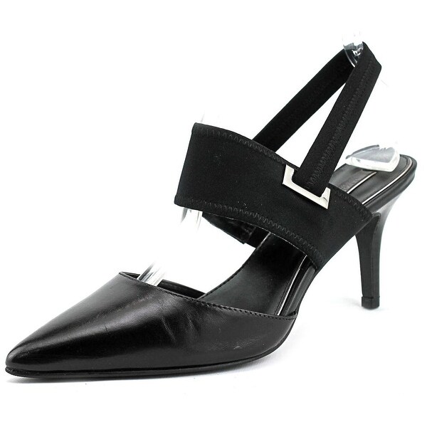 Alfani Jolum Women Pointed Toe Leather Black Slingback Heel