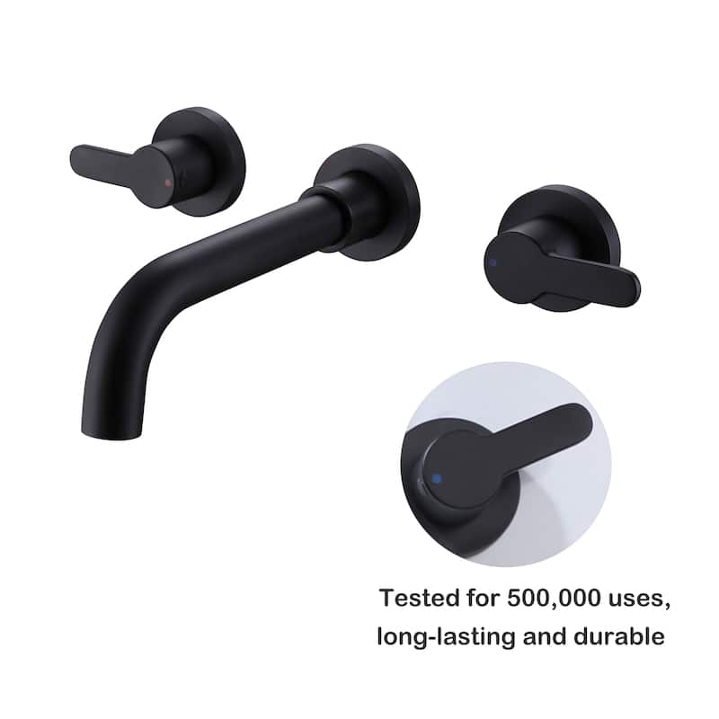 Wall Black Bathroom Sink Faucet Widespread with Double Handle