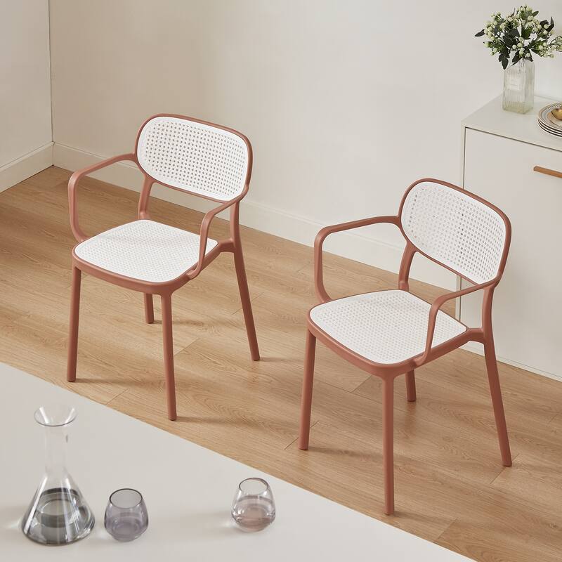 Art Leon Set of 2 Modern Stackable Indoor or Outdoor Dining Chair