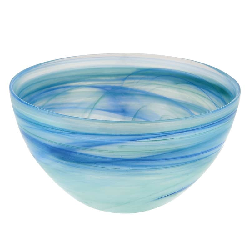 Aqua Blue Alabaster Glass 6" Round Salad or Candy Bowl - 1 Piece - Aqua
