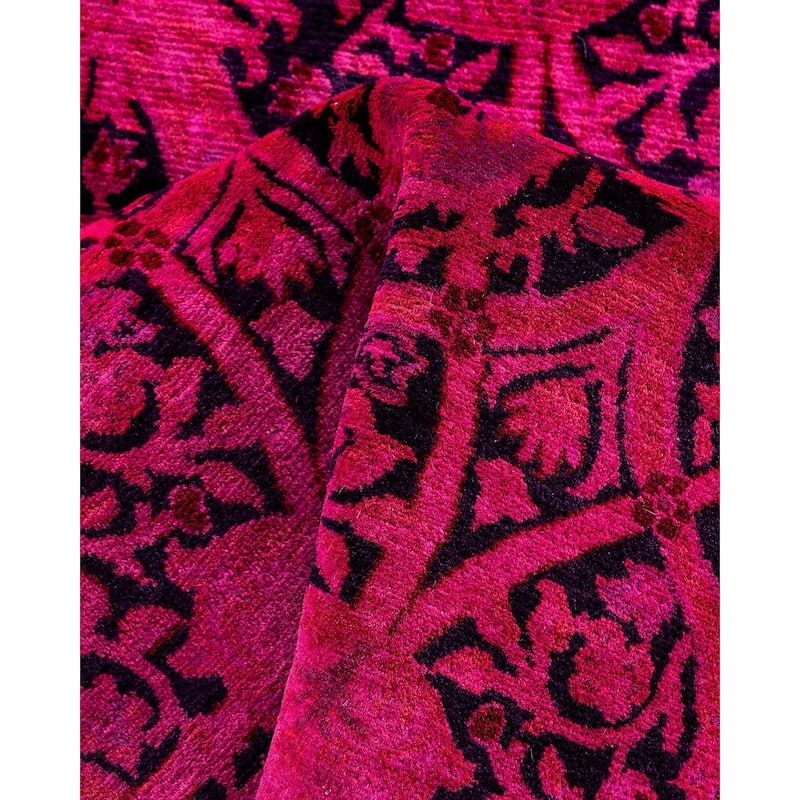 Contemporary Overdyed Wool Hand Knotted Round Area Rug - 7' 1" x 7' 1"