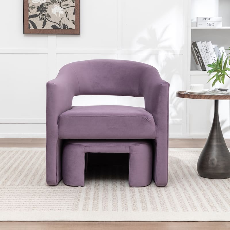 SEYNAR Modern Glam Velvet Accent Armchair Open Back with Ottoman