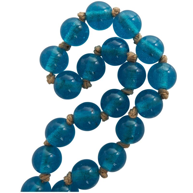 Glass Handmade Round Frosted Beaded Garland with Tassel with Knotted Brown Jute