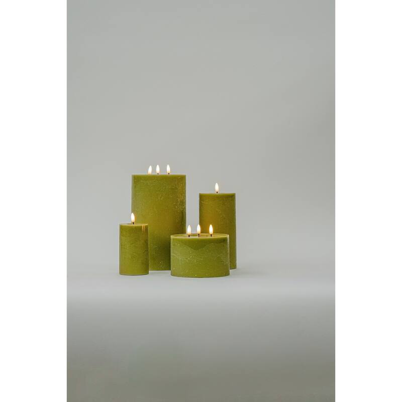 Large LED Lighted Flameless Pillar Candle - 7.75" - Green
