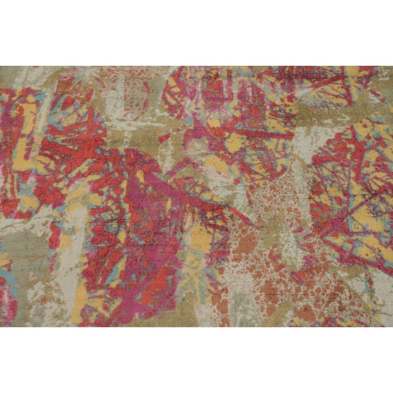 Hand-knotted Modern Silk Multi-Colored Abstract Oriental Area Rug - 7' 11'' X 5' 0''
