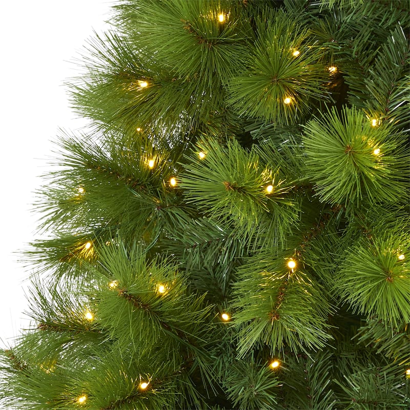 7.5ft. Green Pine Artificial Christmas Tree with 550 Clear LED Lights - Lush Full-Bodied Holiday X-Mas Tree