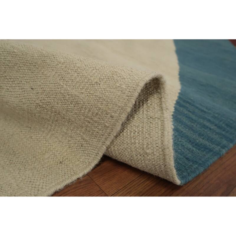 Hand Woven Oriental 100% Wool Carpet Southwestern Modern Beige & Ivories Kilim Area Rug - 11' 11'' X 8' 8''