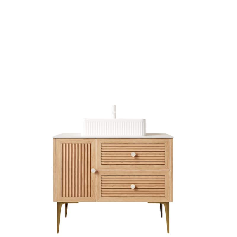 Natural Style Bathroom Vanity with Sink and 1 Door 2 Drawers