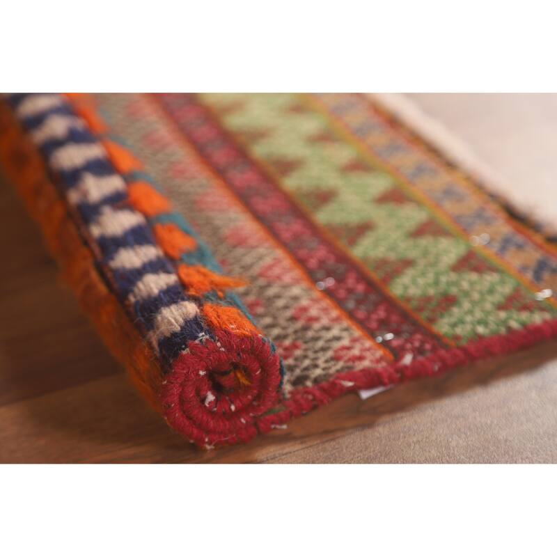 Chevron Style Kilim Shiraz Persian Square Rug Flatweave Wool Carpet - 1'7" x 1'8"