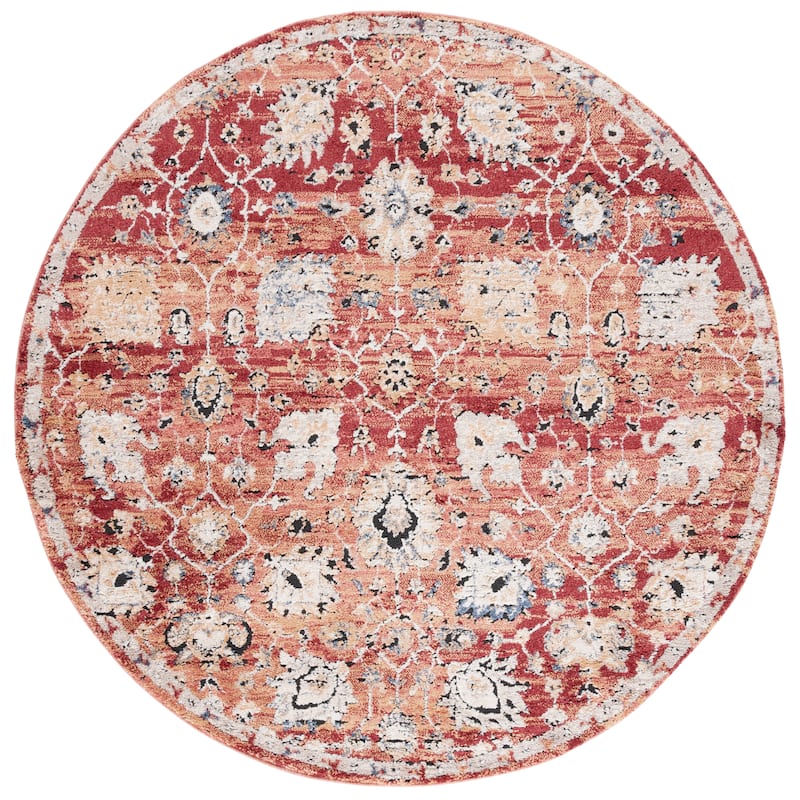 SAFAVIEH Luna Thomasina Traditional Rug - 6'7" Round - Red/Rust