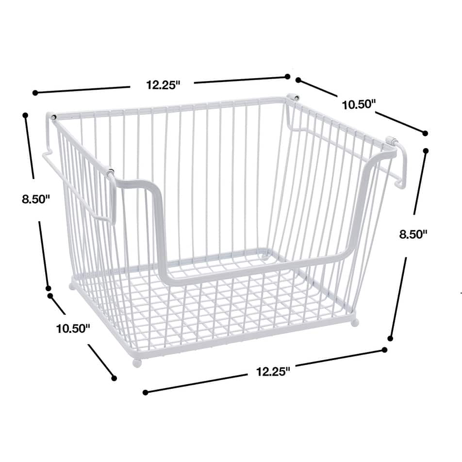 Stackable Metal Storage Organizer Bin Basket Large, 3 Pack Bed Bath
