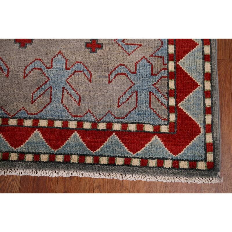 Gray Kazak Oriental Area Rug Handmade Wool Carpet - 6'6" x 10'2"