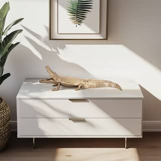 Sagebrook Home Exquisite 36" Gold Aluminum Alligator Table Top Decor - 36" x 13" x 11"