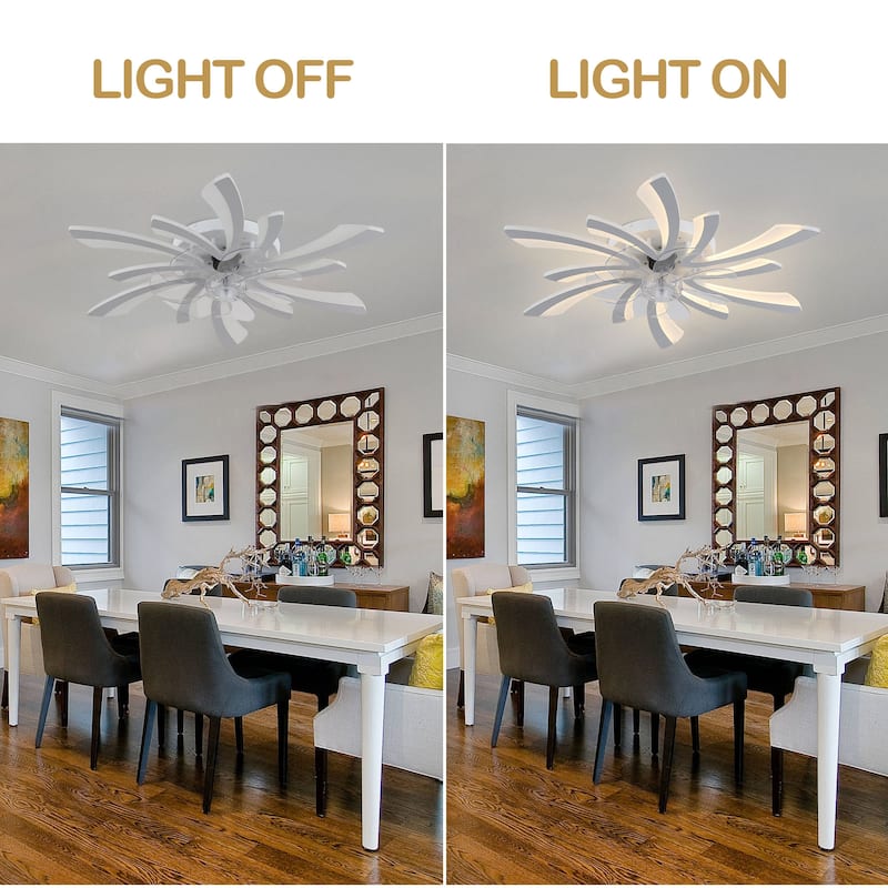 31" Modern Flush Mount Ceiling Fan with Dimmable Light and Remote Control,6-Speed Reversible Ceiling Fan - 30.7Inch