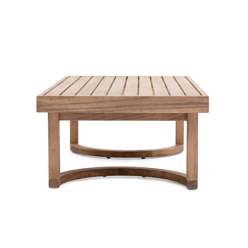 Wichita Outdoor Acacia Wood Transitional Loveseat and Coffee Table with Cushions by Christopher Knight Home