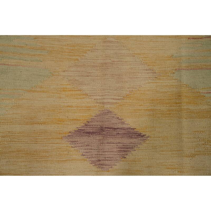 Hand Woven Southwestern Wool Yellow Geometric Area Rug - 8' 9'' X 6' 1''