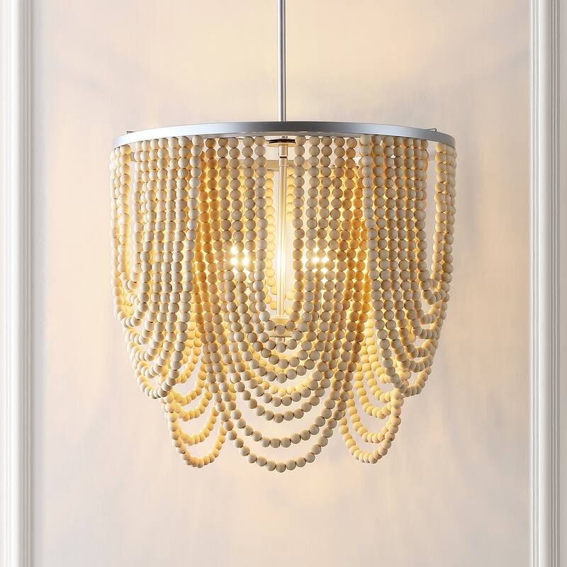 SAFAVIEH Lighting Bressi 4Lt 21" Chandelier - Silver/Natural - 21"W x 21"D x 60"H
