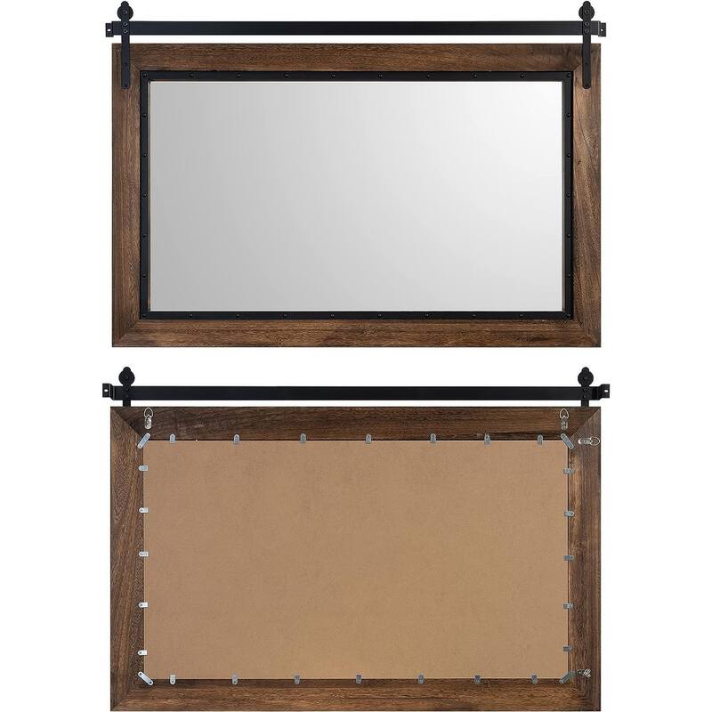 Farmhouse Barn Door Style Natural Wood Bathroom Vanity Wall Mirror On Sale Bed Bath & Beyond