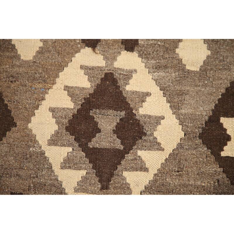 Hand Woven Oriental 100% Wool Carpet Southwestern Geometric Brown Kilim Area Rug - 6' 8'' X 5' 2''